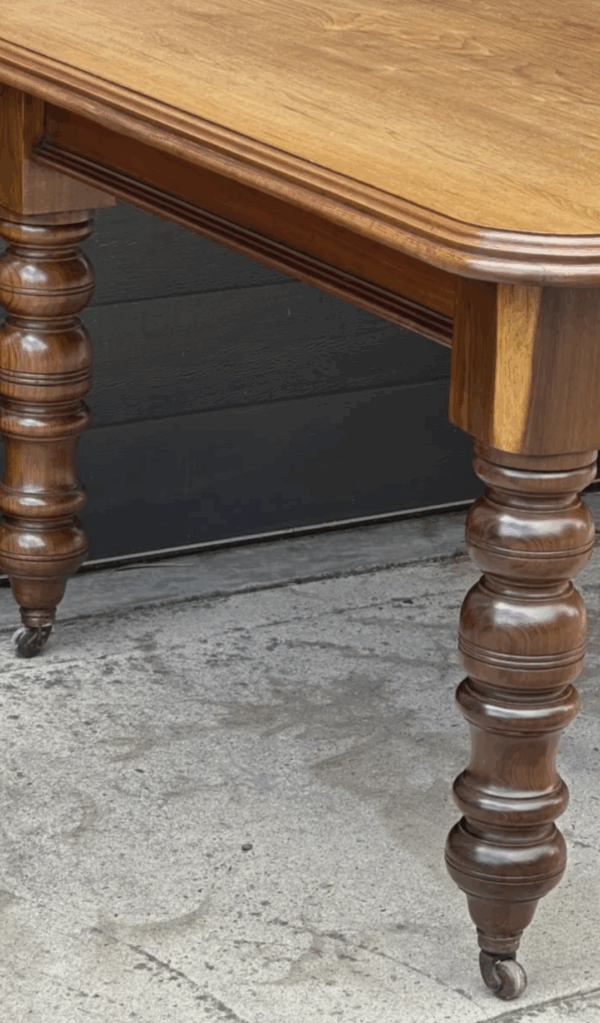 Recently restored - unusual 19th century English figured walnut extension dining table - Image 2